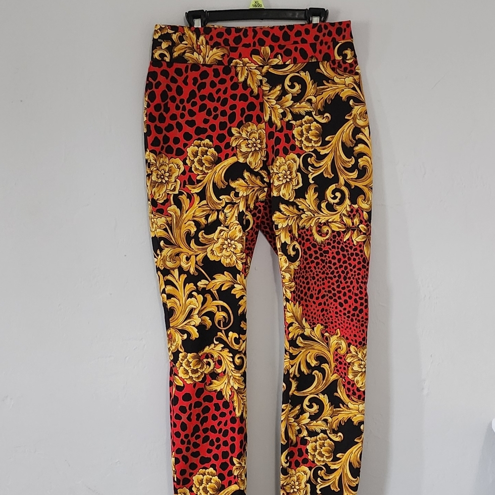 New York & Company Red and Gold Straight Leg Pants
